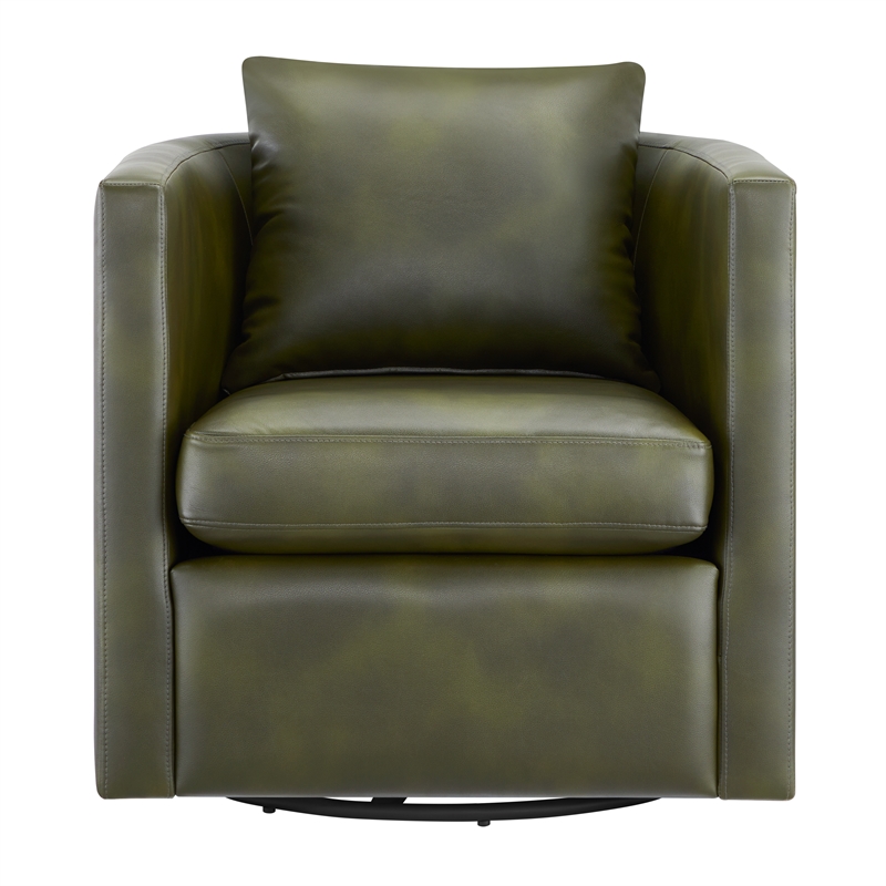 Comfort Pointe Sheldon Fern Green Faux Leather Swivel Barrel Chair