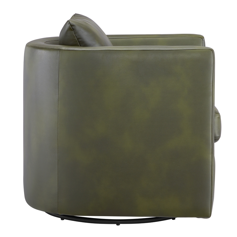 Comfort Pointe Sheldon Fern Green Faux Leather Swivel Barrel Chair