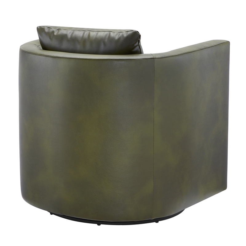 Comfort Pointe Sheldon Fern Green Faux Leather Swivel Barrel Chair