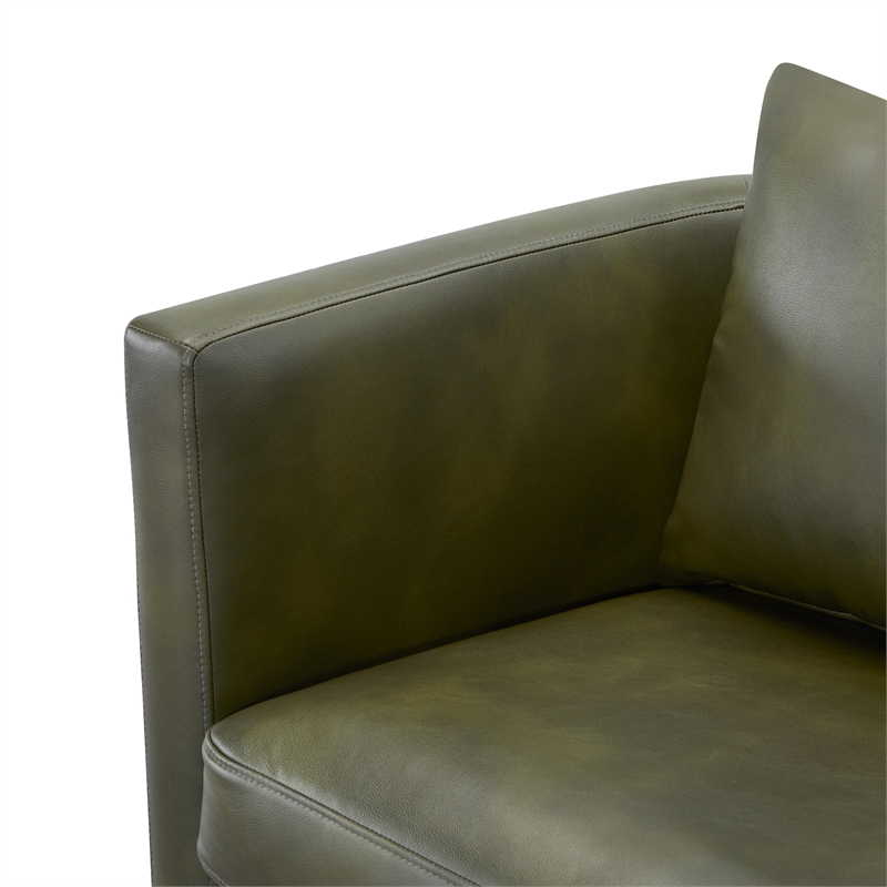 Comfort Pointe Sheldon Fern Green Faux Leather Swivel Barrel Chair