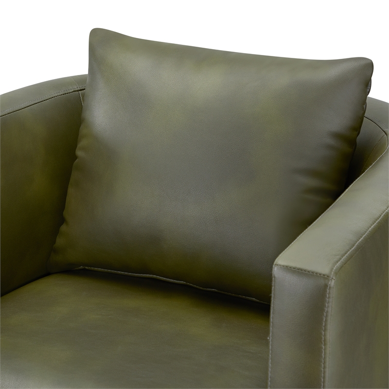 Comfort Pointe Sheldon Fern Green Faux Leather Swivel Barrel Chair
