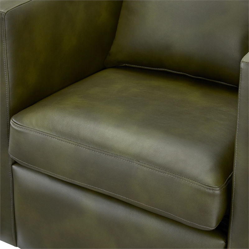 Comfort Pointe Sheldon Fern Green Faux Leather Swivel Barrel Chair