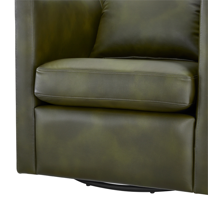 Comfort Pointe Sheldon Fern Green Faux Leather Swivel Barrel Chair