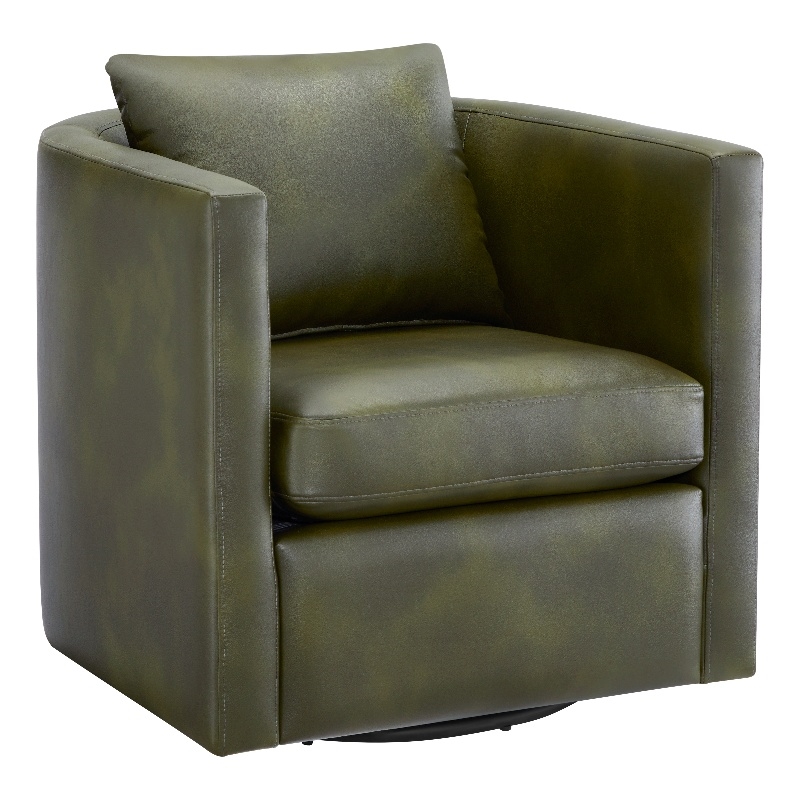 Comfort Pointe Sheldon Fern Green Faux Leather Swivel Barrel Chair