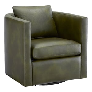 Comfort Pointe Sheldon Fern Green Faux Leather Swivel Barrel Chair