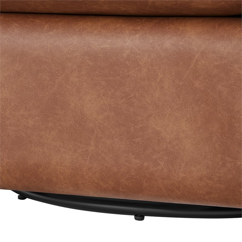 Comfort Pointe Sheldon Saddle Brown Faux Leather Swivel Barrel Chair