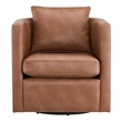 Comfort Pointe Sheldon Saddle Brown Faux Leather Swivel Barrel Chair