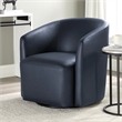 Comfort Pointe Amhurst Midnight Blue Faux Leather Swivel Barrel Chair