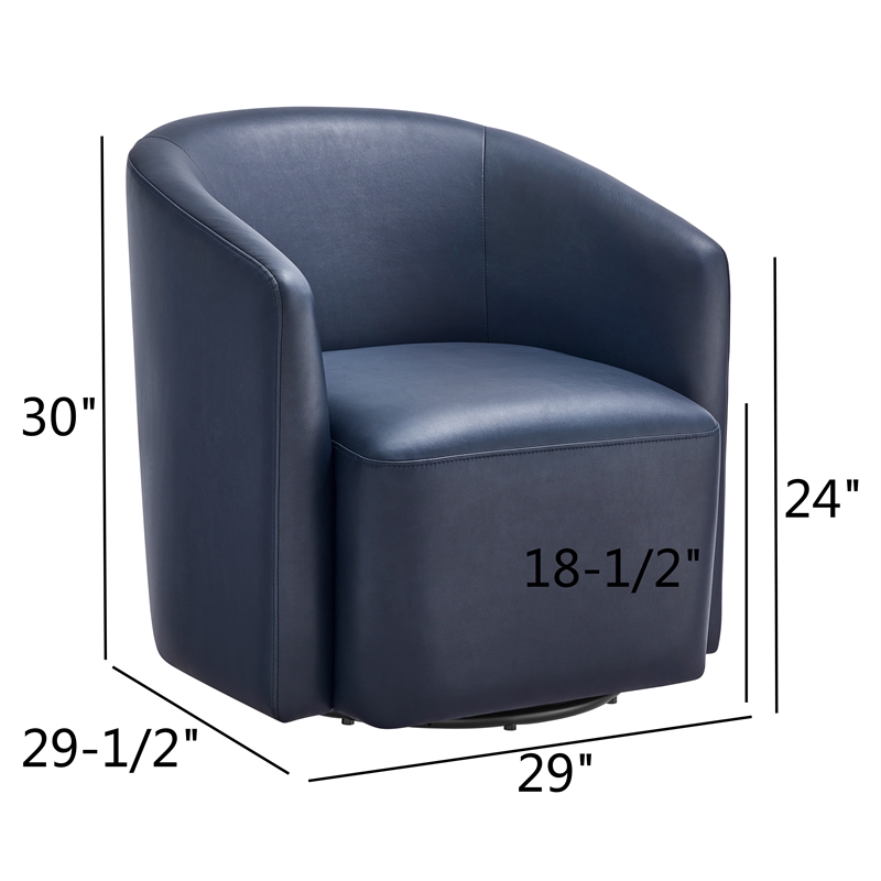 Comfort Pointe Amhurst Midnight Blue Faux Leather Swivel Barrel Chair