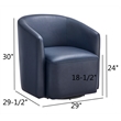 Comfort Pointe Amhurst Midnight Blue Faux Leather Swivel Barrel Chair