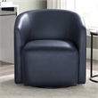 Comfort Pointe Amhurst Midnight Blue Faux Leather Swivel Barrel Chair