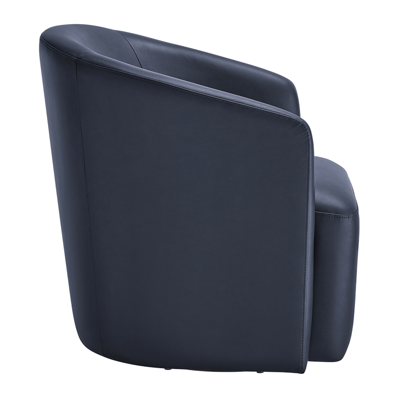 Comfort Pointe Amhurst Midnight Blue Faux Leather Swivel Barrel Chair