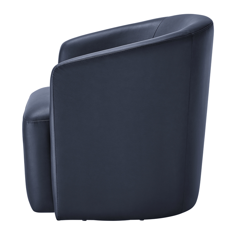 Comfort Pointe Amhurst Midnight Blue Faux Leather Swivel Barrel Chair