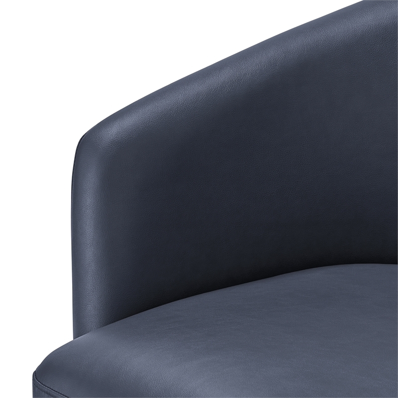 Comfort Pointe Amhurst Midnight Blue Faux Leather Swivel Barrel Chair