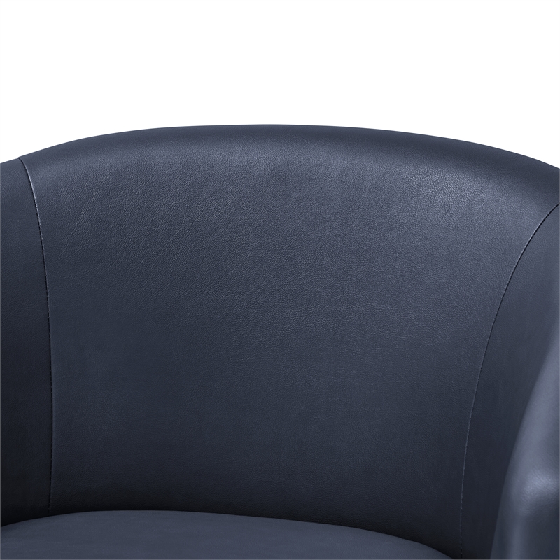 Comfort Pointe Amhurst Midnight Blue Faux Leather Swivel Barrel Chair