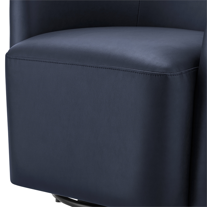 Comfort Pointe Amhurst Midnight Blue Faux Leather Swivel Barrel Chair