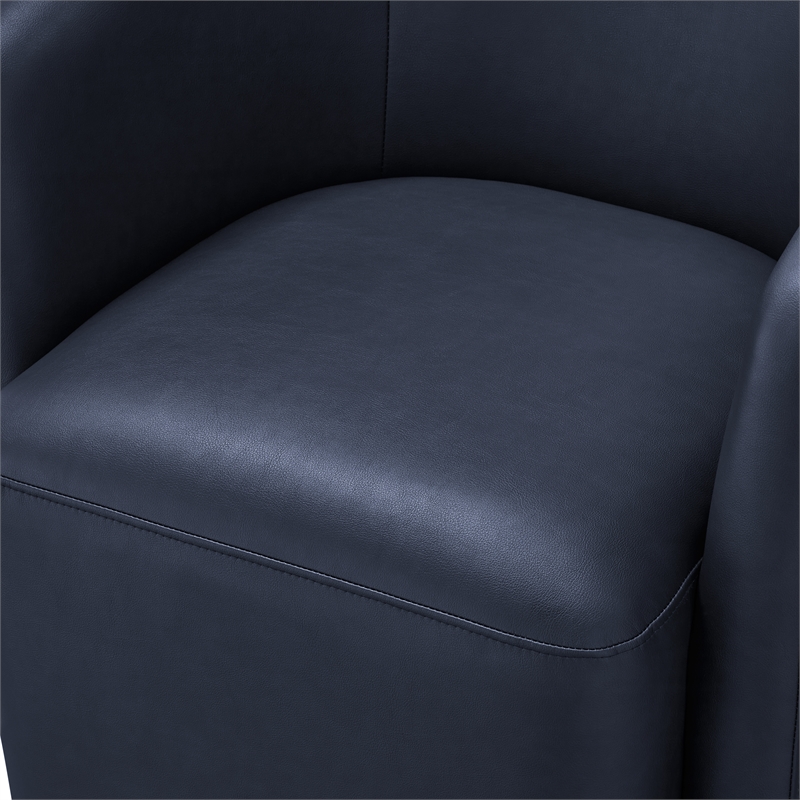 Comfort Pointe Amhurst Midnight Blue Faux Leather Swivel Barrel Chair