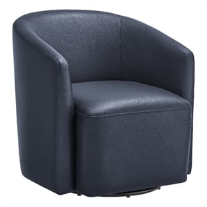 Comfort Pointe Amhurst Midnight Blue Faux Leather Swivel Barrel Chair