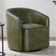 Comfort Pointe Amhurst Fern Green Faux Leather Swivel Barrel Chair