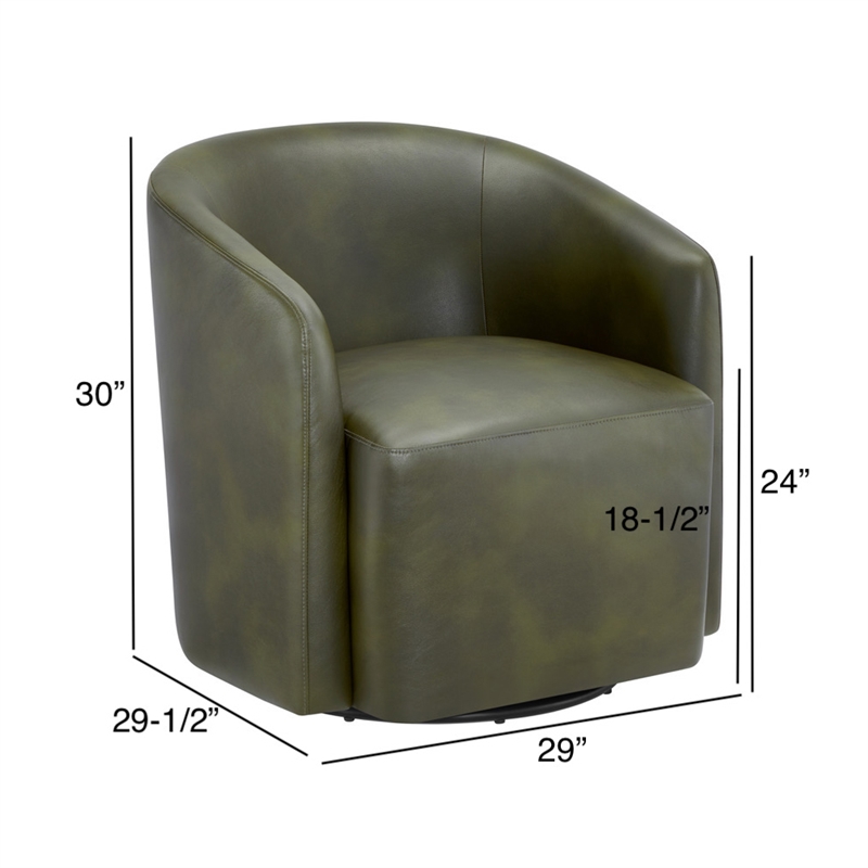 Comfort Pointe Amhurst Fern Green Faux Leather Swivel Barrel Chair