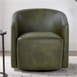 Comfort Pointe Amhurst Fern Green Faux Leather Swivel Barrel Chair