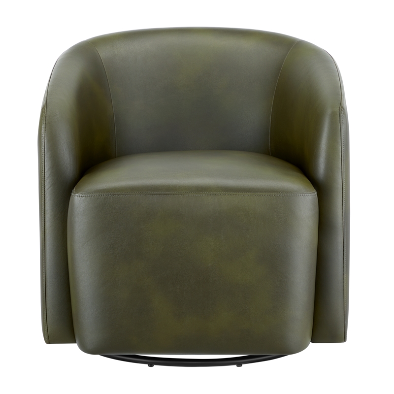 Comfort Pointe Amhurst Fern Green Faux Leather Swivel Barrel Chair
