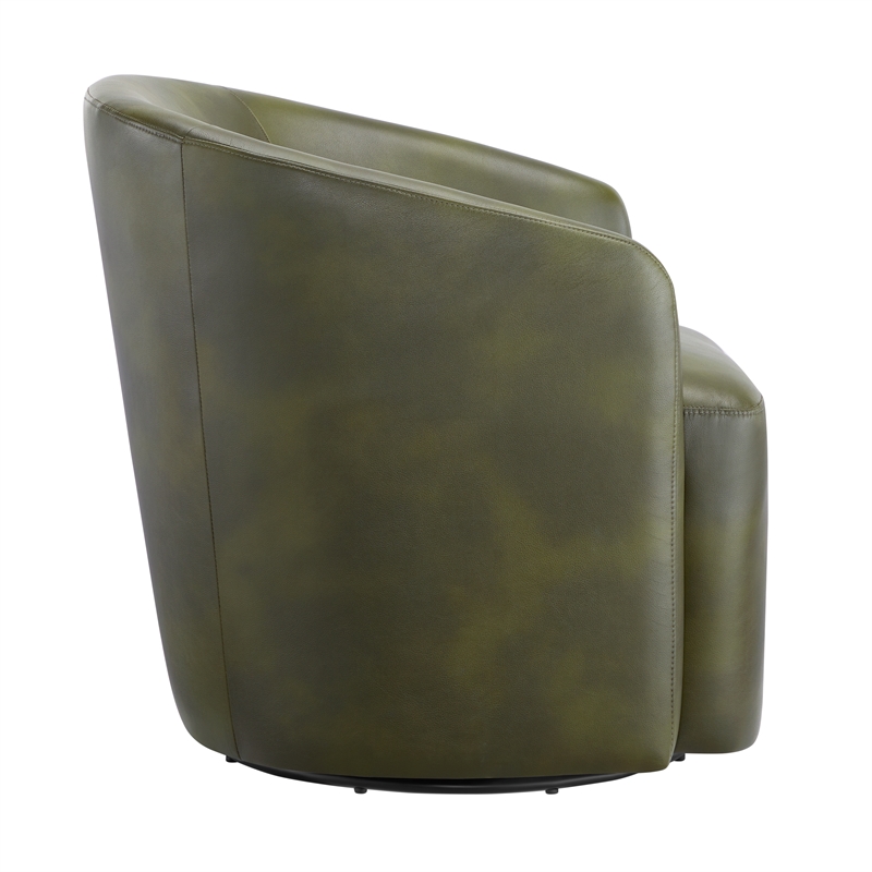 Comfort Pointe Amhurst Fern Green Faux Leather Swivel Barrel Chair