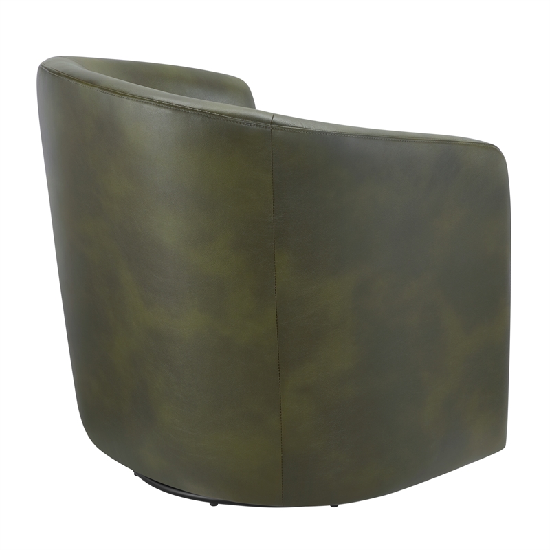 Comfort Pointe Amhurst Fern Green Faux Leather Swivel Barrel Chair
