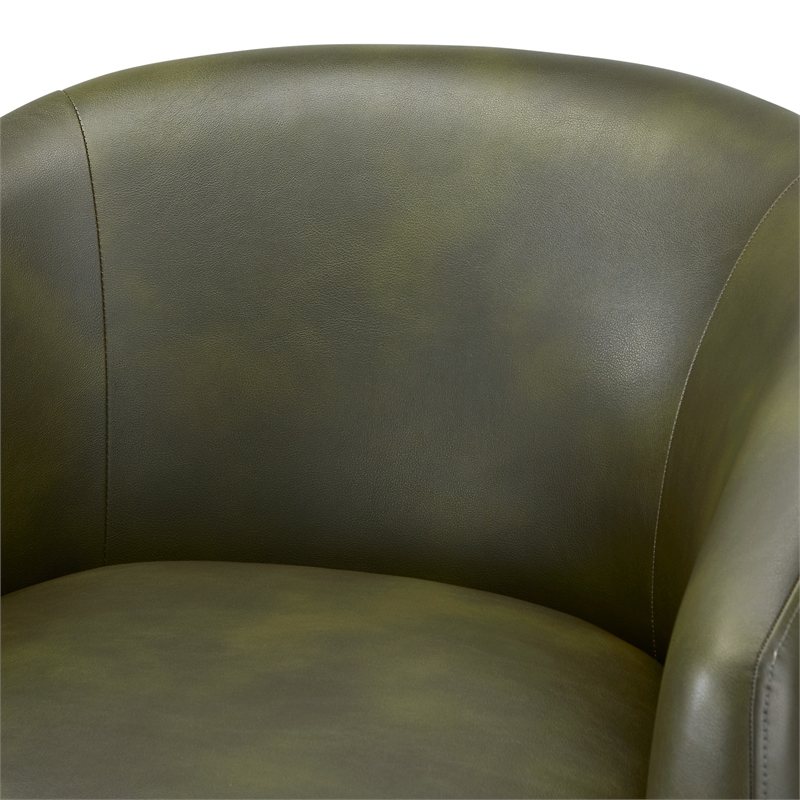 Comfort Pointe Amhurst Fern Green Faux Leather Swivel Barrel Chair