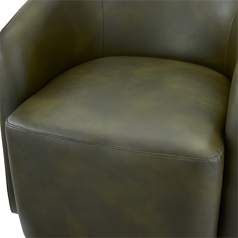 Comfort Pointe Amhurst Fern Green Faux Leather Swivel Barrel Chair