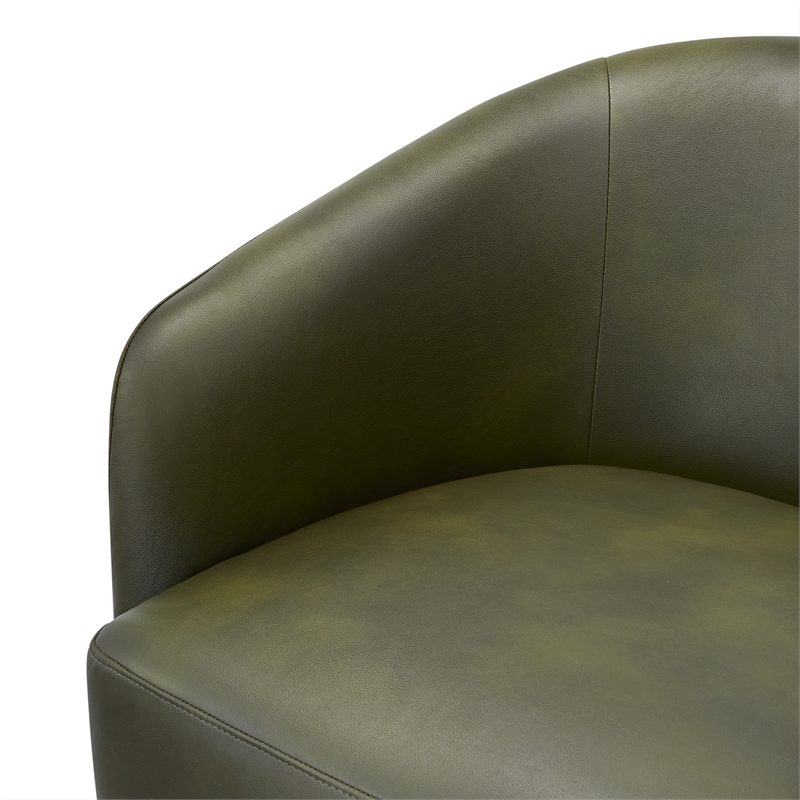Comfort Pointe Amhurst Fern Green Faux Leather Swivel Barrel Chair