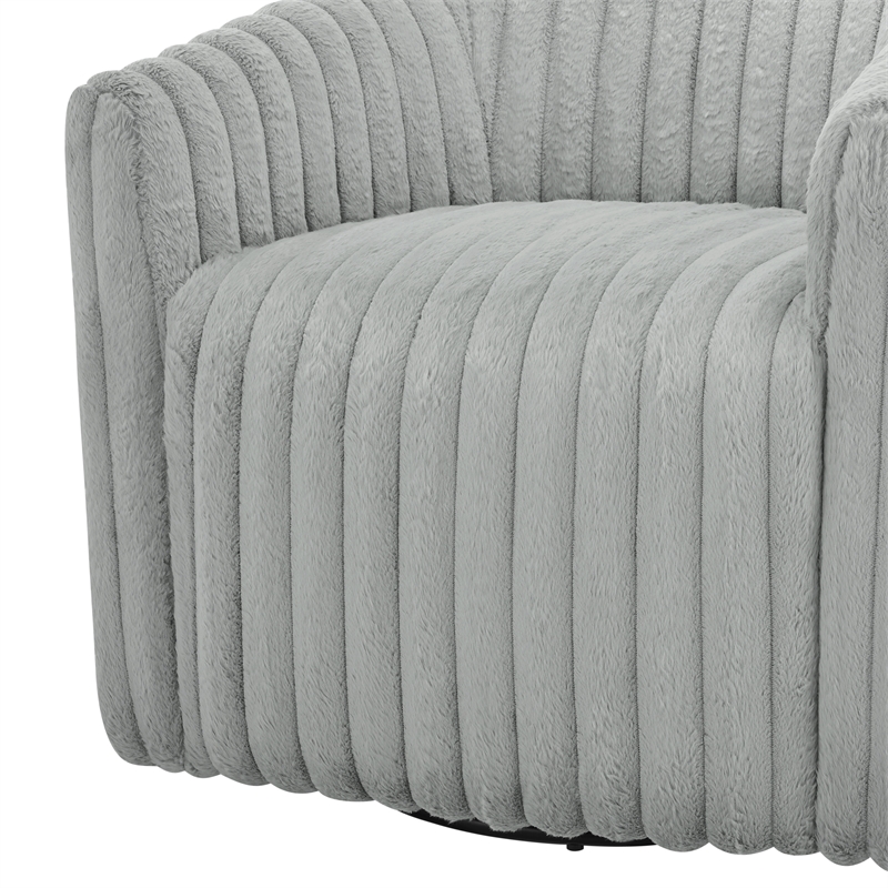 Comfort Pointe Audrey Ultra Plush Gray Wide Cord-like Fabric Swivel Barrel Chair