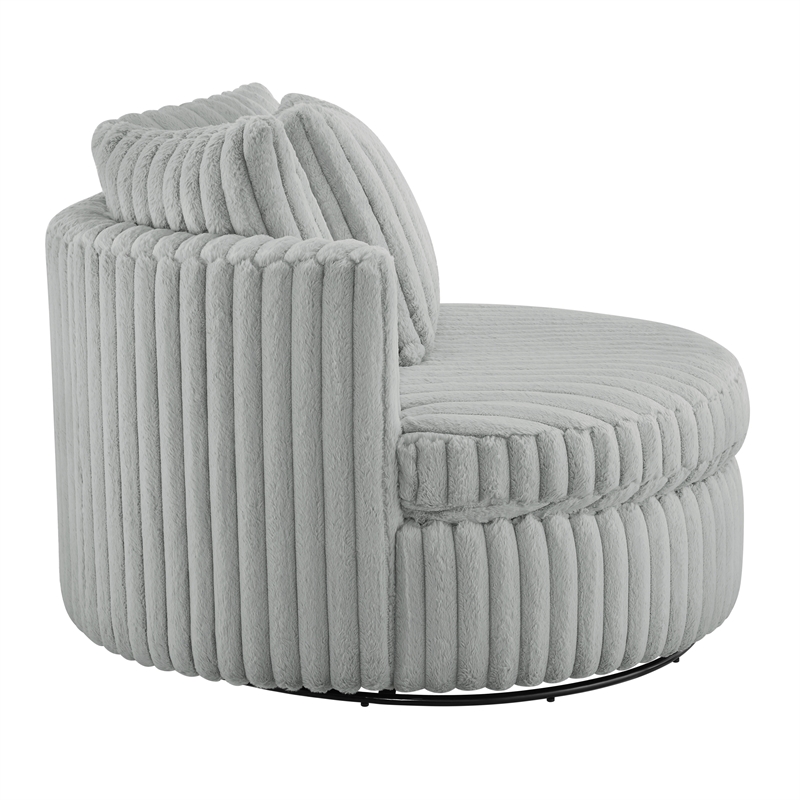 Comfort Pointe Meryl Gray Wide Cord-like Plush Fabric Oversized Swivel Chair