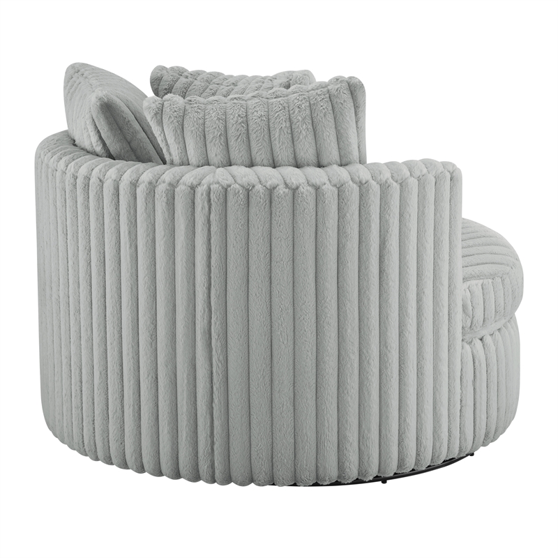 Comfort Pointe Meryl Gray Wide Cord-like Plush Fabric Oversized Swivel Chair