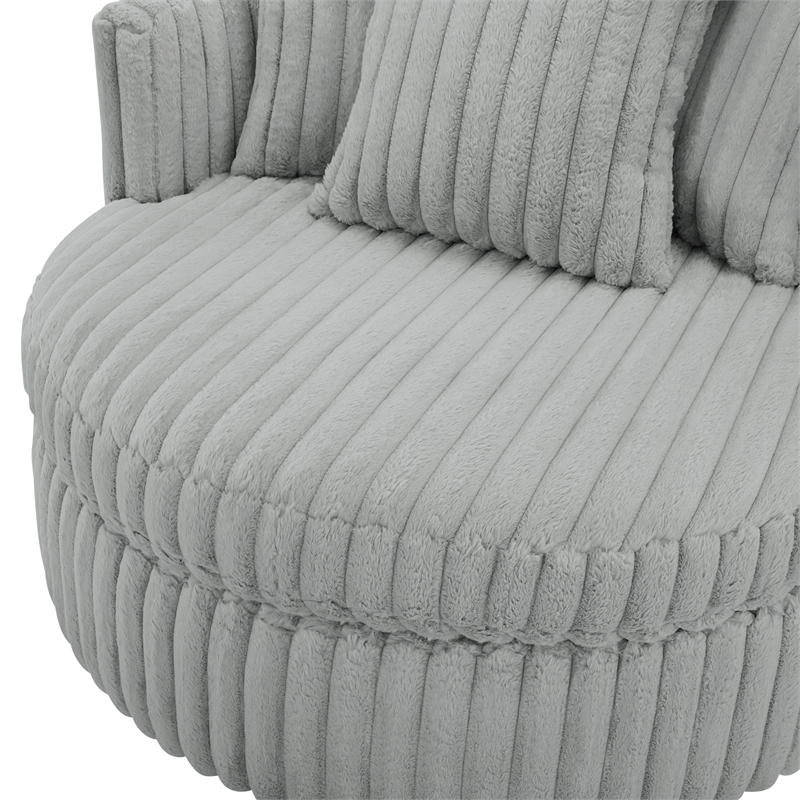 Comfort Pointe Meryl Gray Wide Cord-like Plush Fabric Oversized Swivel Chair
