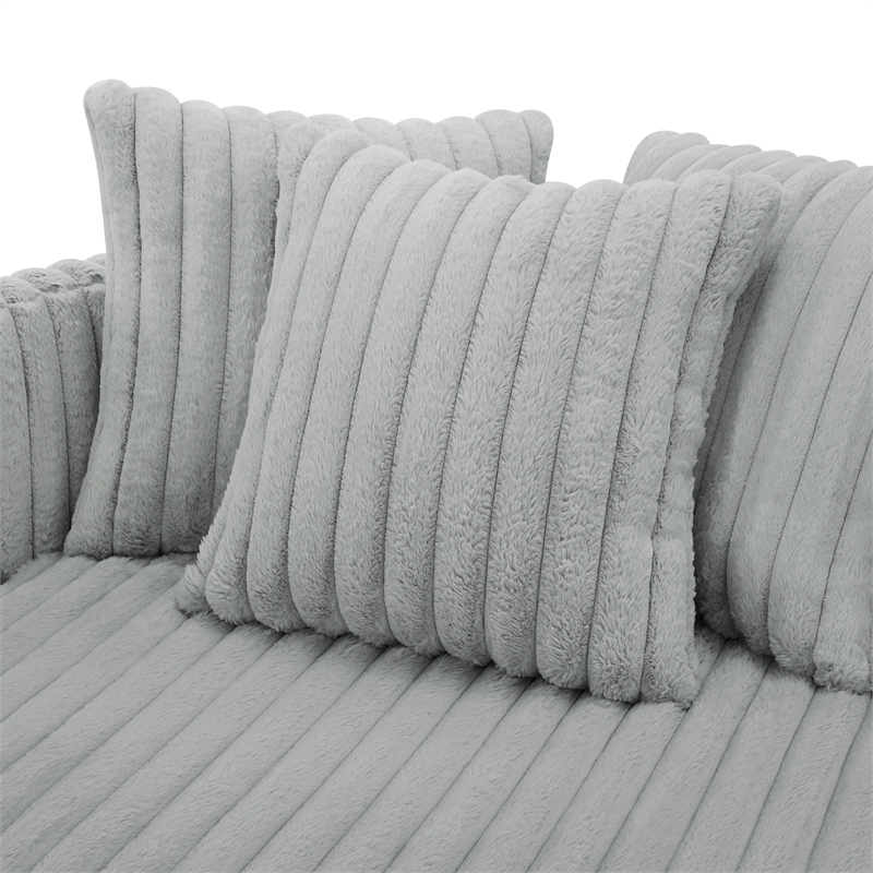Comfort Pointe Meryl Gray Wide Cord-like Plush Fabric Oversized Swivel Chair