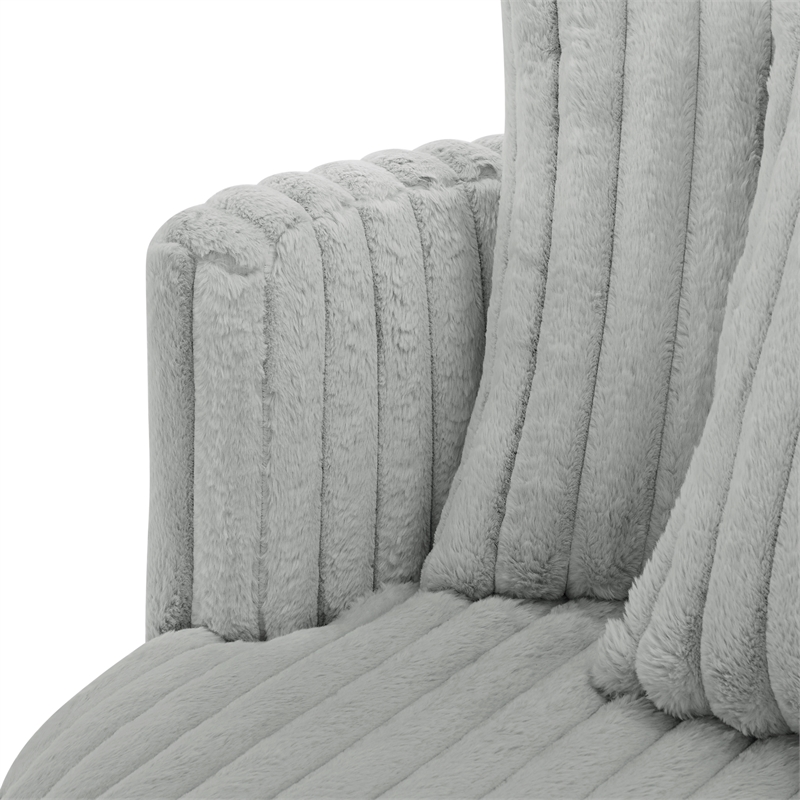 Comfort Pointe Meryl Gray Wide Cord-like Plush Fabric Oversized Swivel Chair