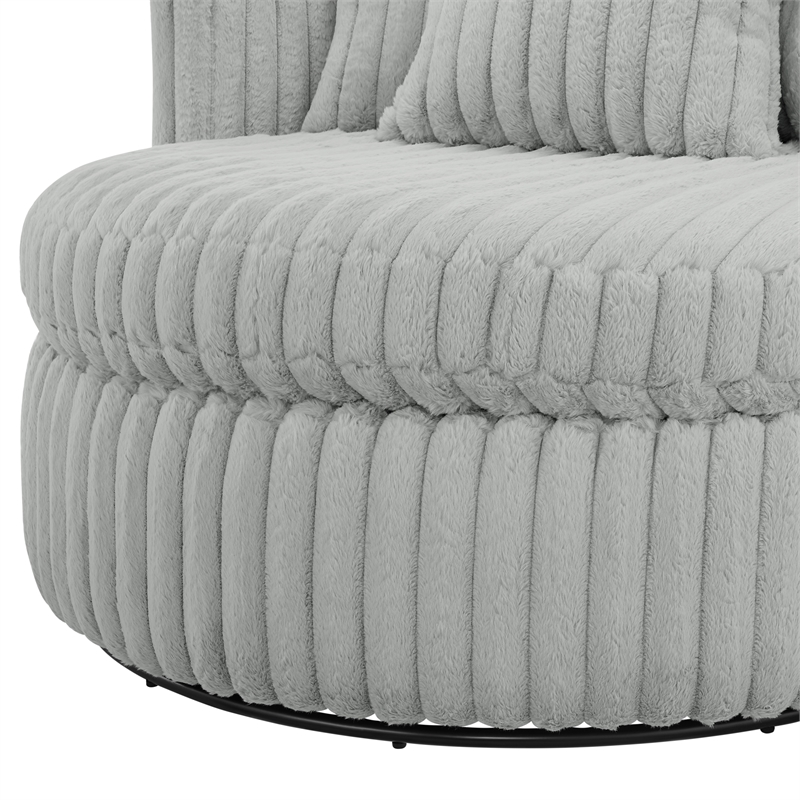 Comfort Pointe Meryl Gray Wide Cord-like Plush Fabric Oversized Swivel Chair