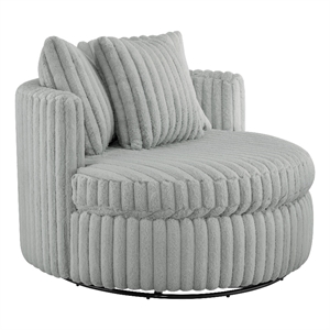 Comfort Pointe Meryl Gray Wide Cord-like Plush Fabric Oversized Swivel Chair