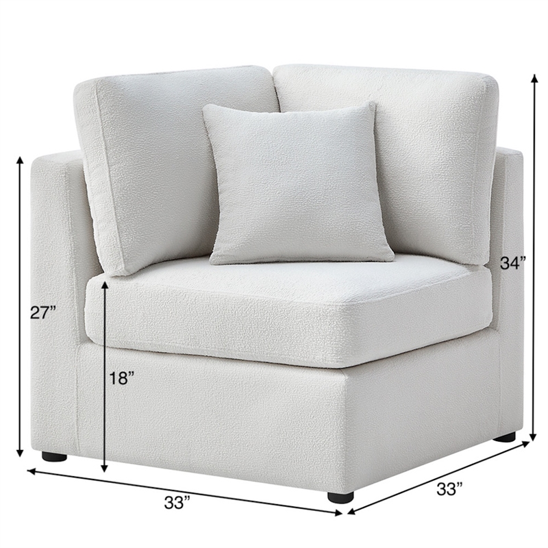 Comfort Pointe Chandler Ivory Performance Fabric Corner Wedge Accent Chair