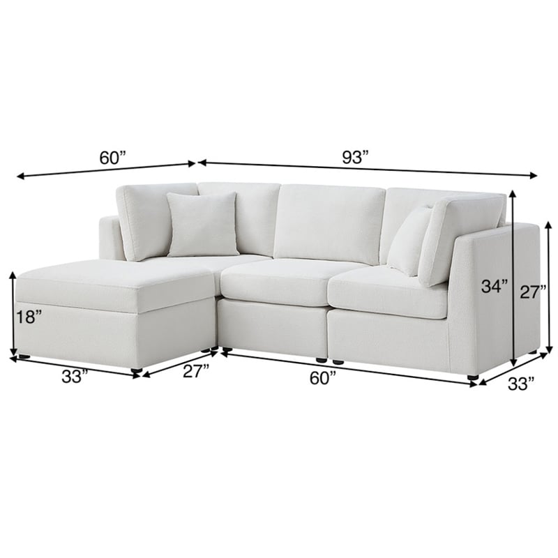 Comfort Pointe Chandler 4-PC XL Ivory Performance Fabric Chofa