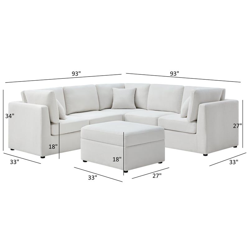 Comfort Pointe Chandler 6-PC Ivory Performance Fabric Sectional