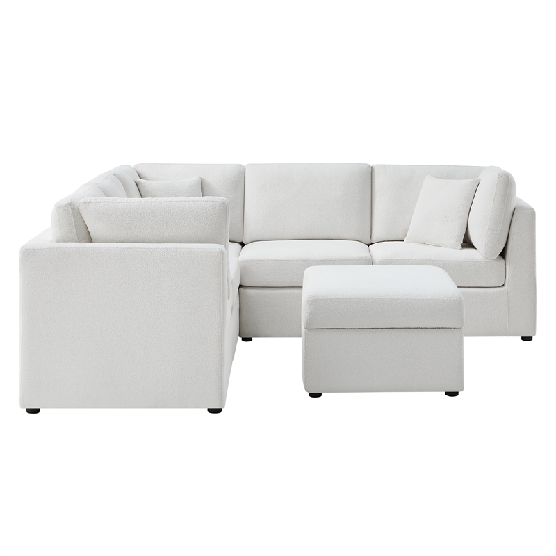 Comfort Pointe Chandler 6-PC Ivory Performance Fabric Sectional