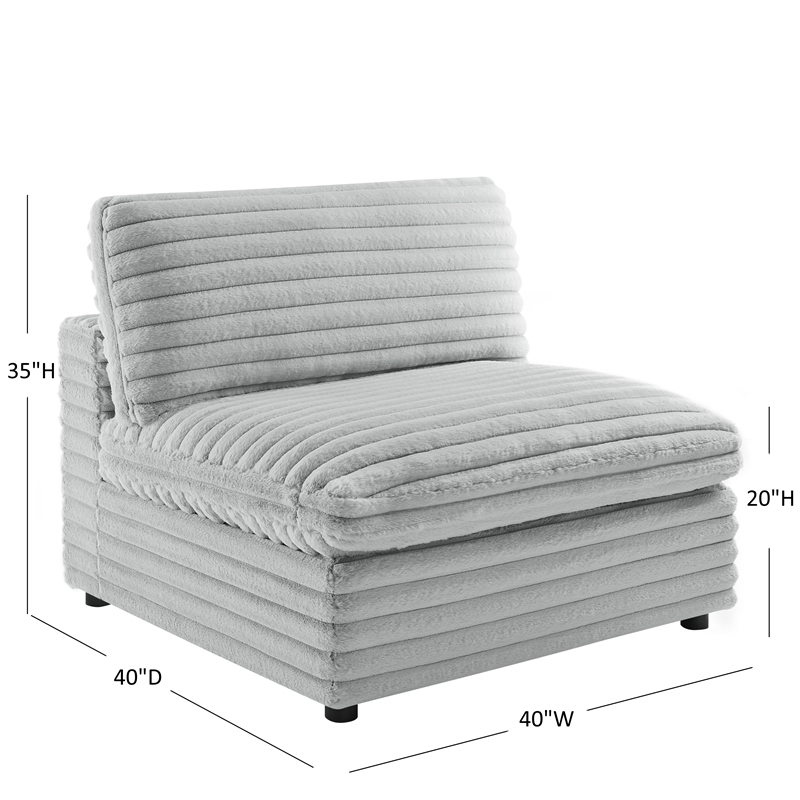 Comfort Pointe Julia Armless Accent Chair in Plush Gray Cord-like  Fabric