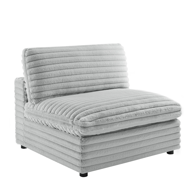 Comfort Pointe Julia Armless Accent Chair in Plush Gray Cord-like  Fabric