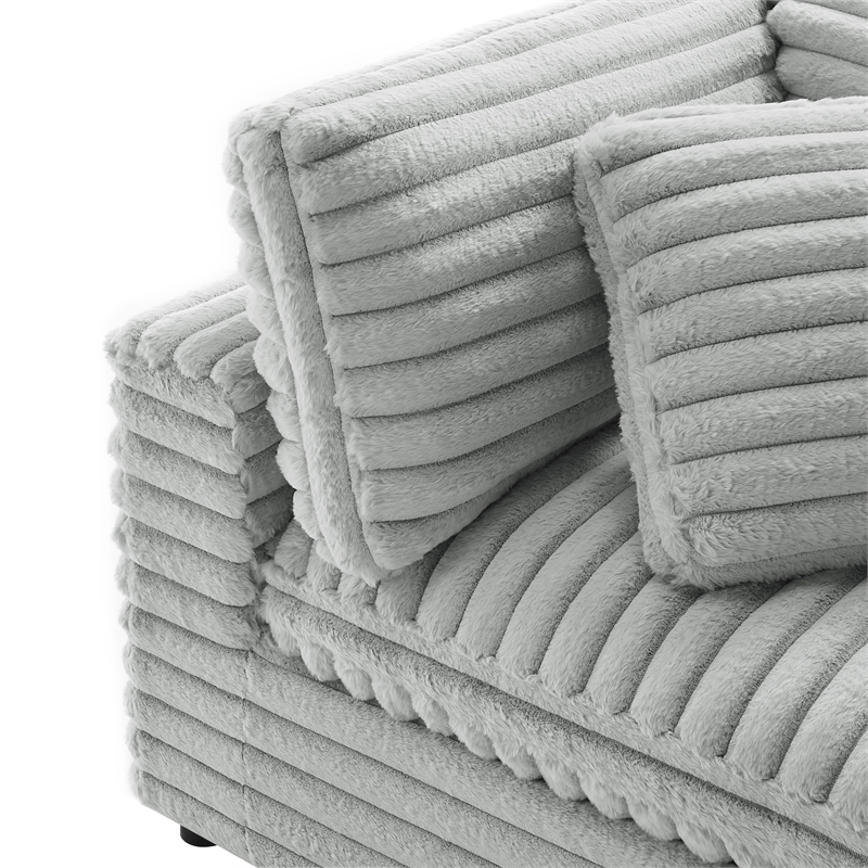 Comfort Pointe Julia Corner Wedge Accent Chair in Plush Cord-like Gray Fabric