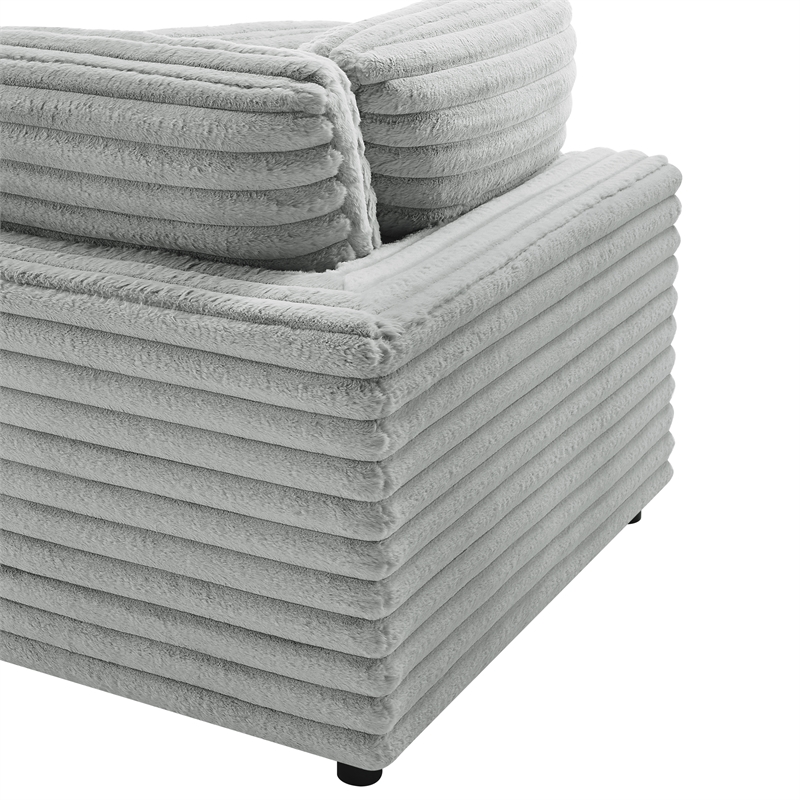 Comfort Pointe Julia Corner Wedge Accent Chair in Plush Cord-like Gray Fabric
