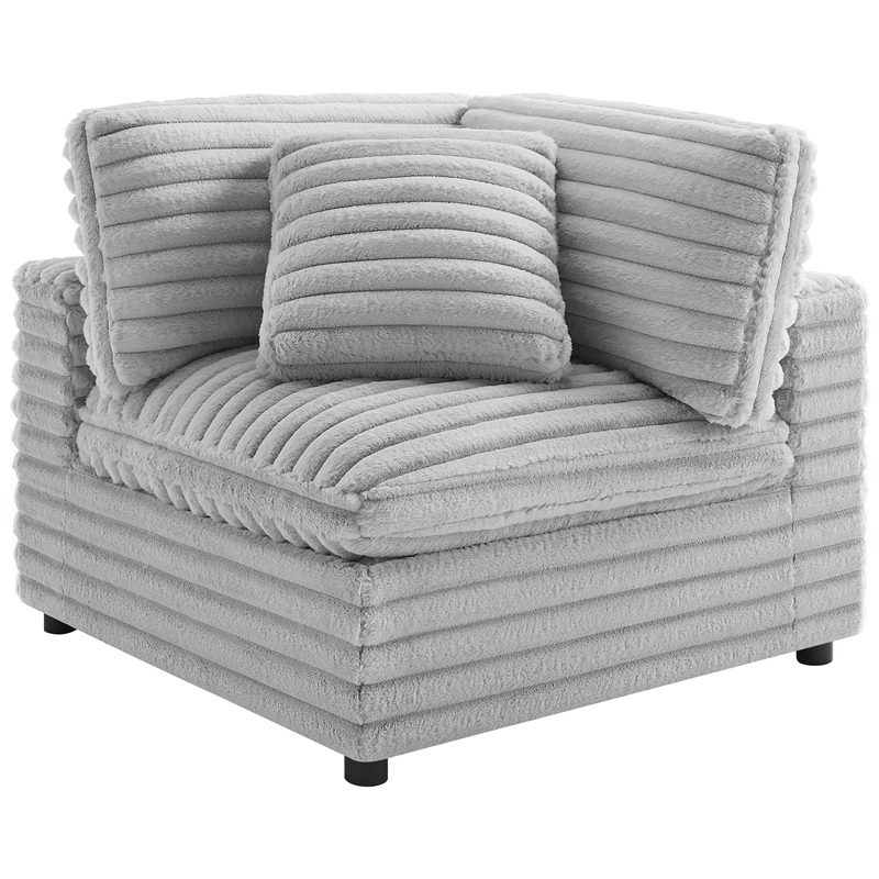 Comfort Pointe Julia Corner Wedge Accent Chair in Plush Cord-like Gray Fabric
