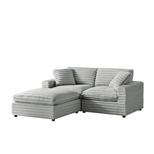 Comfort Pointe Julia 3-piece Chofa in Plush Gray Cord-like Fabric