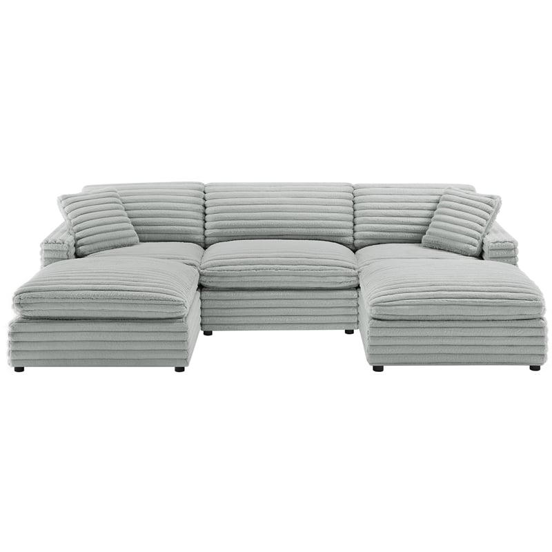 Comfort Pointe Julia 5-piece XL Chofa Sectional in Plush Gray Cord-like Fabric